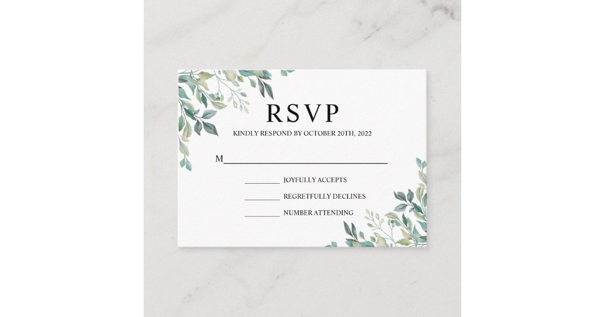 Elegant Eucalyptus Greenery Rustic Wedding RSVP Enclosure Card | Zazzle