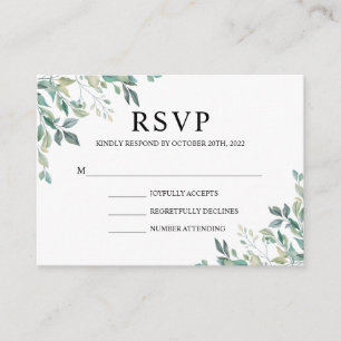 Elegant Eucalyptus Greenery Rustic Wedding RSVP Enclosure Card