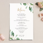 Elegant Eucalyptus Greenery Simple Wedding Menu<br><div class="desc">Designed to coordinate with our Moody Greenery wedding collection,  this customizable Menu Template features a gold geometric frame accented with watercolor eucalyptus greenery branches,  with gold and gray text. To make advanced changes,  please select "Click to customize further" option under Personalize this template.</div>