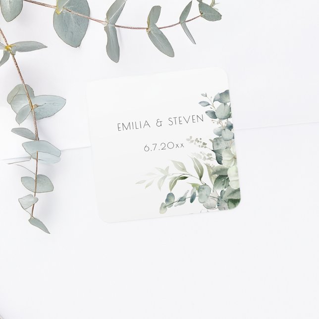 Elegant Eucalyptus Greenery Square Sticker (Creator Uploaded)