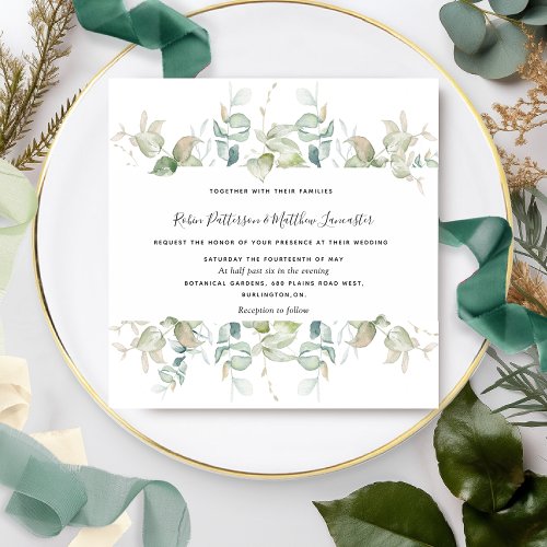 Elegant Eucalyptus Greenery Square Wedding Invitation
