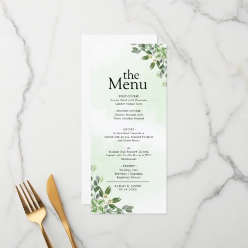 Elegant Eucalyptus Greenery Succulent Dinner Menu