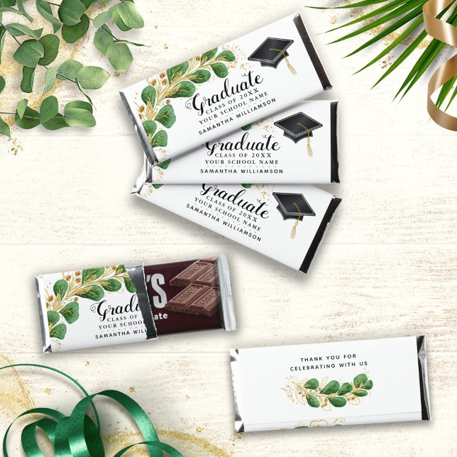 Elegant Eucalyptus Greenery Thank You Graduation Hershey Bar Favors (Creator Uploaded)