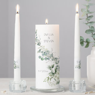 Elegant Eucalyptus Greenery Unity Candle Set