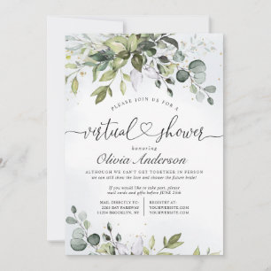 Elegant Eucalyptus Greenery virtual Bridal Shower Invitation