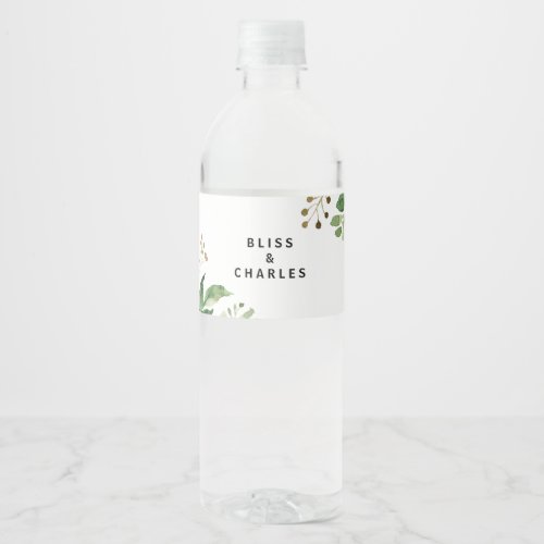 Elegant Eucalyptus Greenery Water Bottle Label