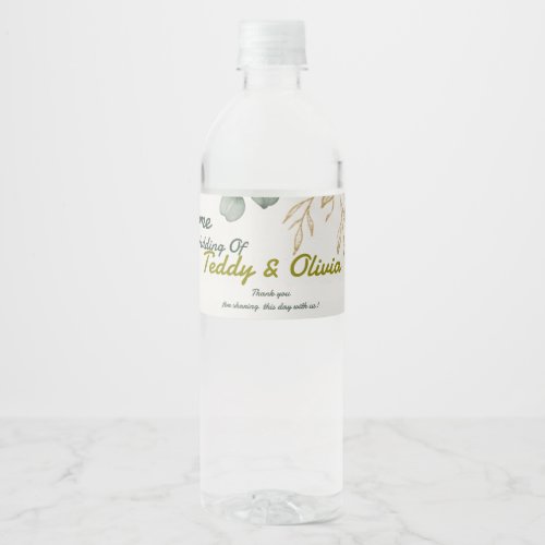 Elegant Eucalyptus Greenery Water Bottle Labels