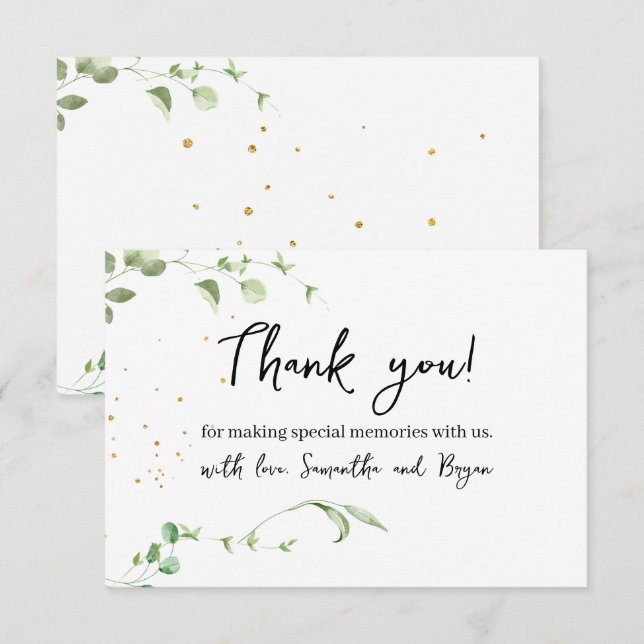Elegant  Eucalyptus Greenery Watercolor Thank You Card (Front/Back)