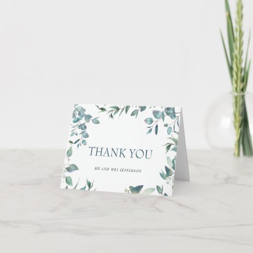 Elegant Eucalyptus Greenery Watercolor Thank You Card