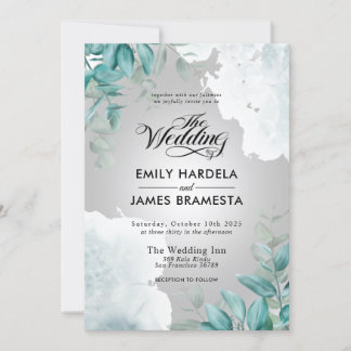 Elegant Eucalyptus Greenery Watercolor Wedding Invitation