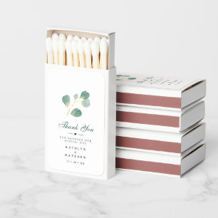 Elegant Eucalyptus Greenery Watercolor Wedding Matchboxes