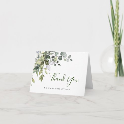 Elegant Eucalyptus Greenery Watercolor Wedding Thank You Card