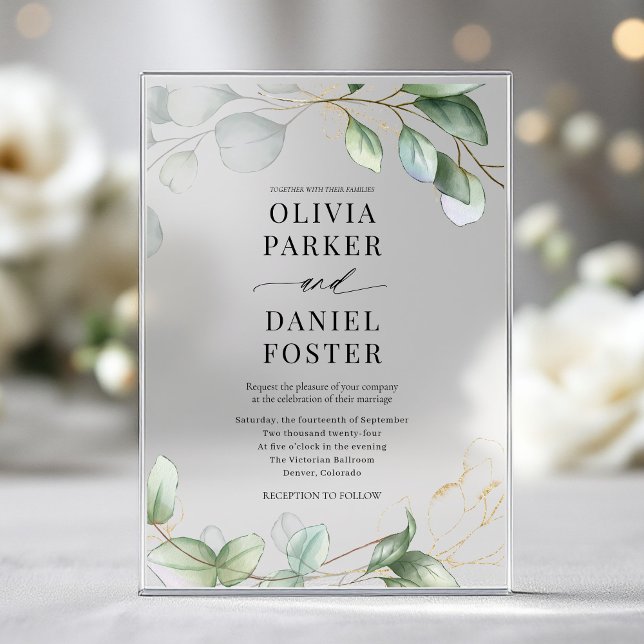 Elegant Eucalyptus Greenery Wedding Acrylic Invitations (Creator Uploaded)