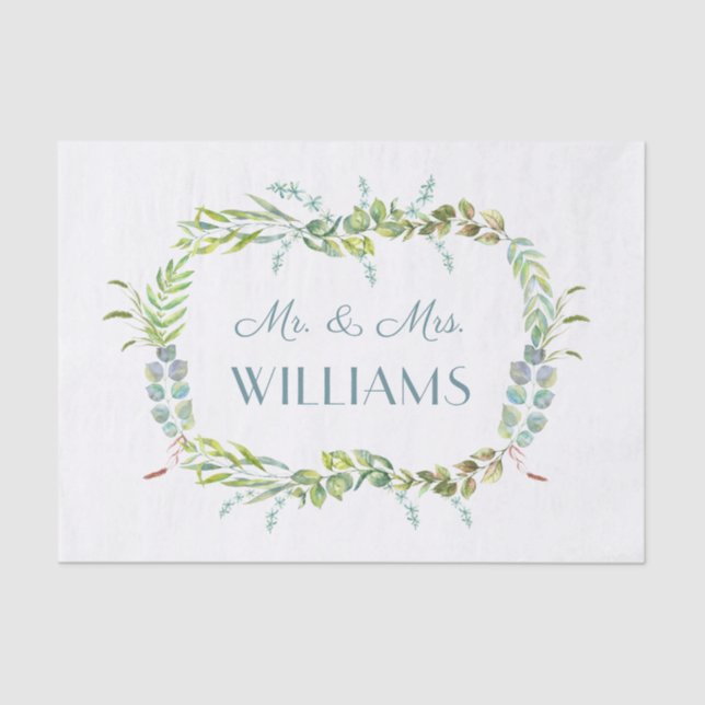Elegant Eucalyptus Greenery Wedding & Anniversary  Tissue Paper (Front)