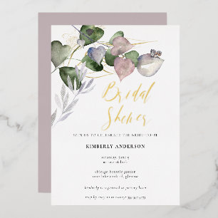 Elegant Eucalyptus Greenery Wedding Bridal Shower Foil Invitation