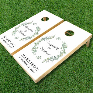 Elegant Eucalyptus Greenery Wedding Cornhole Set