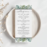 Elegant Eucalyptus Greenery Wedding Dinner Menu<br><div class="desc">Elegant eucalyptus wedding menu cards feature stylish custom text framed by black stripes and an organic watercolor greenery design with eucalyptus foliage,  leaves,  and silver dollar eucalyptus branches in soft verdant shades of mint,  green,  olive,  and muted blue green. Perfect for a spring or summer event.</div>
