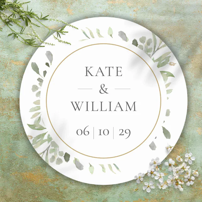 Elegant Eucalyptus Greenery Wedding Favor Classic Round Sticker | Zazzle