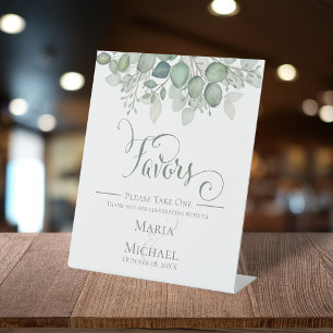 Elegant Eucalyptus Greenery Wedding Favors Sign