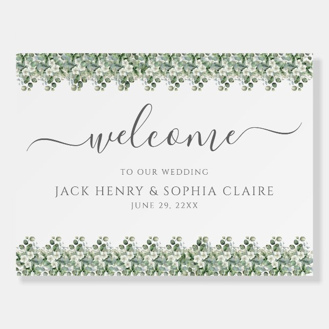 Elegant  Eucalyptus Greenery Wedding Foam Board (Front)