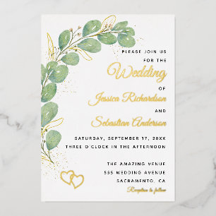Elegant Eucalyptus Greenery Wedding Foil Invitation