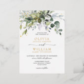 Elegant Eucalyptus Greenery Wedding Gold Foil Invitation (Standing Front)