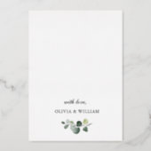 Elegant Eucalyptus Greenery Wedding Gold Foil Invitation (Back)