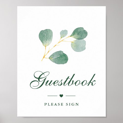 Elegant Eucalyptus Greenery Wedding Guestbook Sign