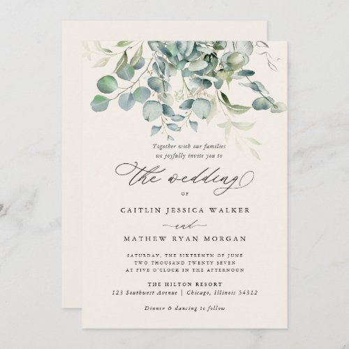 Elegant Eucalyptus Greenery Wedding  Invitation