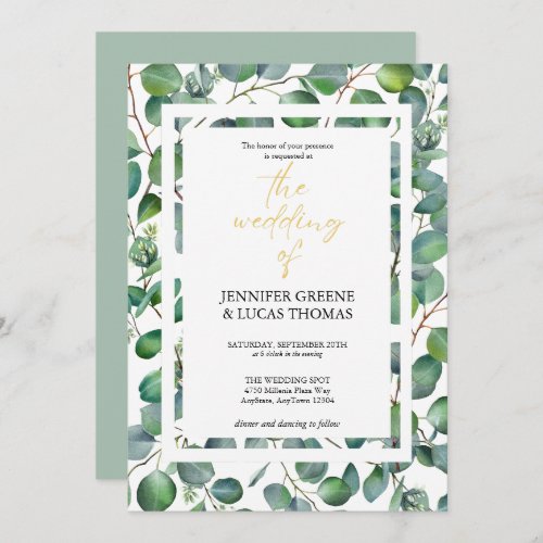 Elegant Eucalyptus Greenery  Wedding  Invitation
