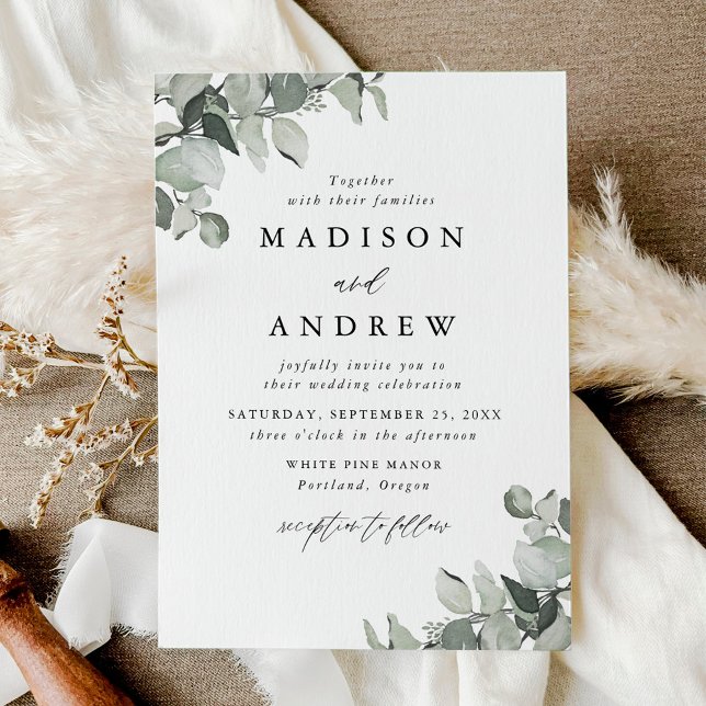 Elegant Eucalyptus Greenery Wedding Invitation (Creator Uploaded)