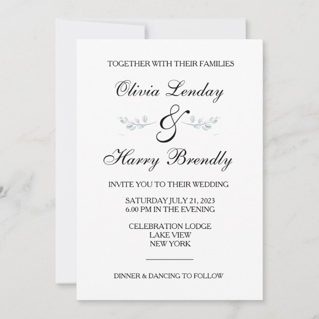 Elegant Eucalyptus Greenery Wedding Invitation (Front)