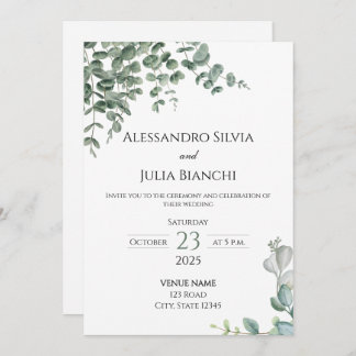 Elegant Eucalyptus Greenery Wedding Invitation 