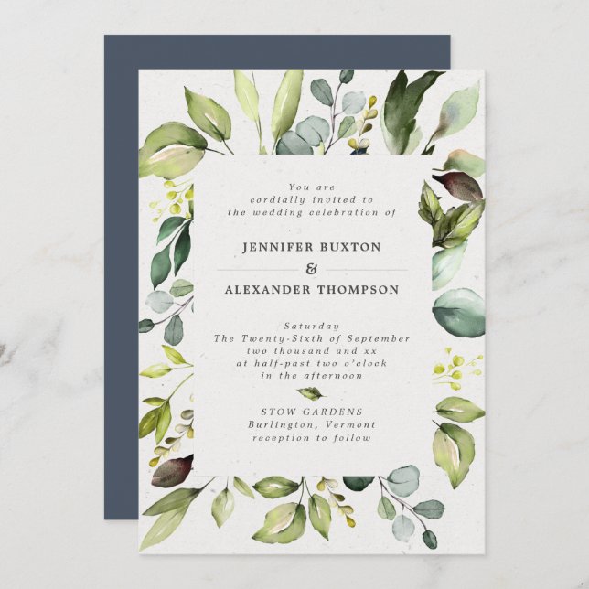 Elegant Eucalyptus Greenery Wedding Invitation (Front/Back)