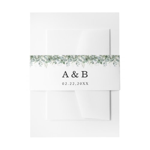 Elegant Eucalyptus Greenery Wedding Invitation Belly Band