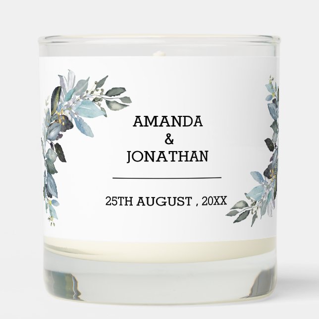 Elegant Eucalyptus Greenery Wedding Invitation Scented Candle (Front)