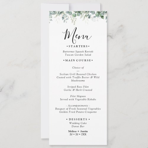 Elegant Eucalyptus Greenery Wedding Manu Card
