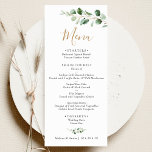 Elegant Eucalyptus Greenery Wedding Menu<br><div class="desc">Designed to coordinate with our Moody Greenery wedding collection,  this customizable Menu features sage green eucalyptus watercolor foliage accented with a gold geometric frame on the back. To make advanced changes,  go to "Click to customize further" option under Personalize this template.</div>