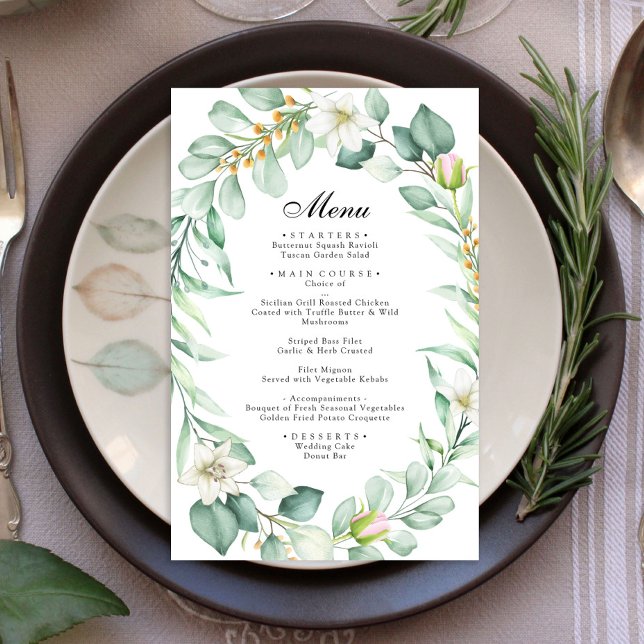 Elegant Eucalyptus Greenery Wedding Menu (Creator Uploaded)