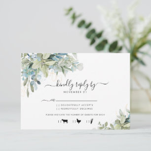 Elegant Eucalyptus Greenery Wedding Menu RSVP