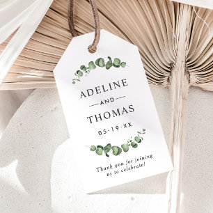 Elegant Eucalyptus Greenery Wedding Monogram Gift Tags