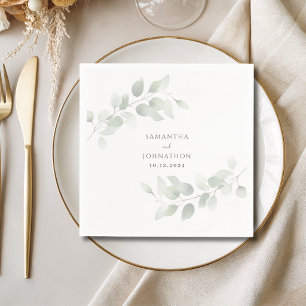 Elegant Eucalyptus Greenery Wedding Napkins