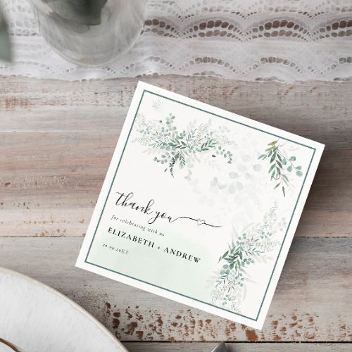 Elegant Eucalyptus Greenery Wedding Napkins