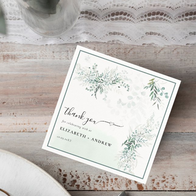 Elegant Eucalyptus Greenery Wedding Napkins (Creator Uploaded)