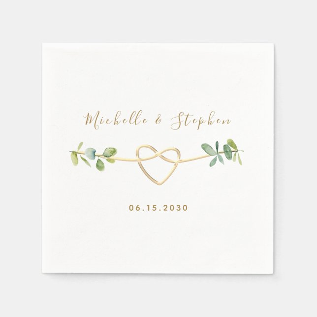 Elegant Eucalyptus Greenery Wedding Napkins (Front)