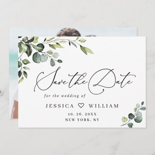 Elegant Eucalyptus Greenery Wedding PHOTO Save The Date