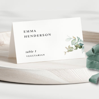 Elegant Eucalyptus Greenery Wedding Place Cards by One2InspireDesigns at Zazzle
