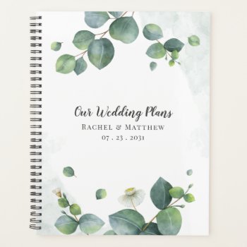 Elegant Eucalyptus Greenery Wedding Planner by Milestone_Hub at Zazzle