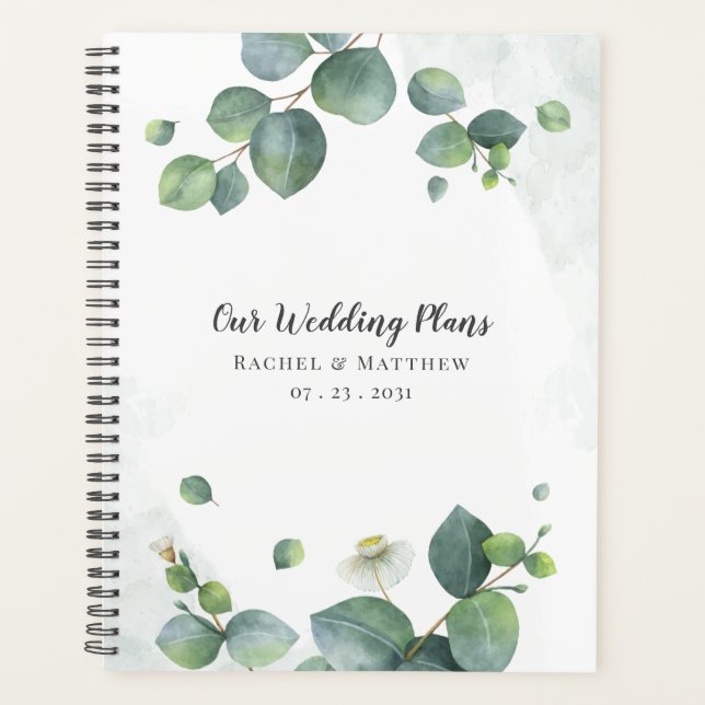 Elegant Eucalyptus Greenery Wedding Planner (Front)
