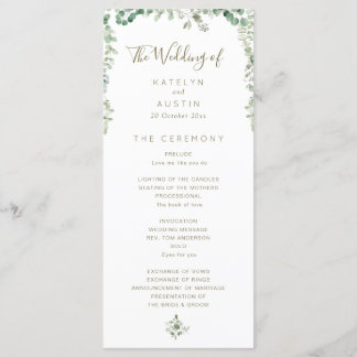 elegant Eucalyptus greenery wedding program